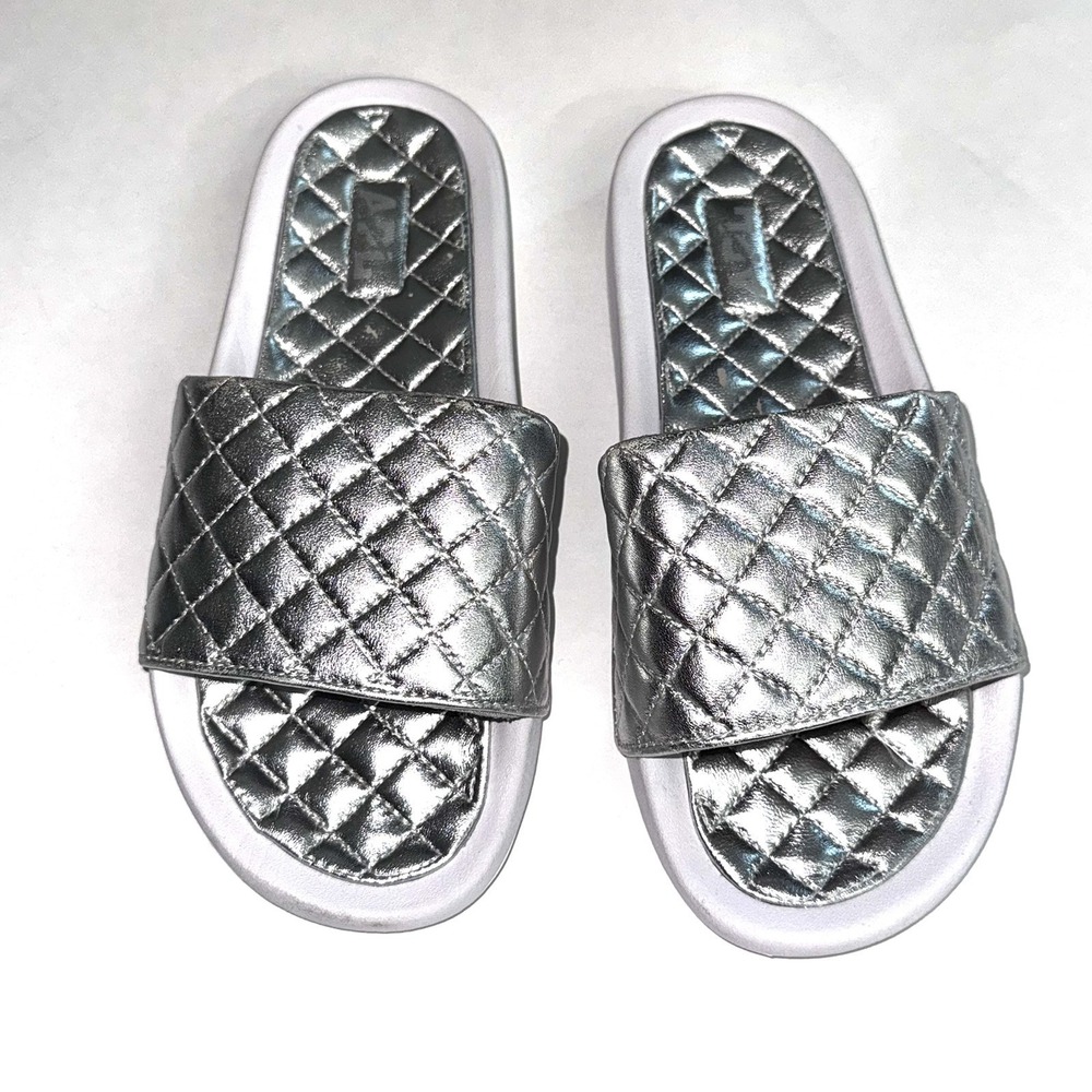APL Slide Athletic Propulsion Labs Silver Sandal Quilted NEW Women's 7 New $220 - Picture 8 of 9